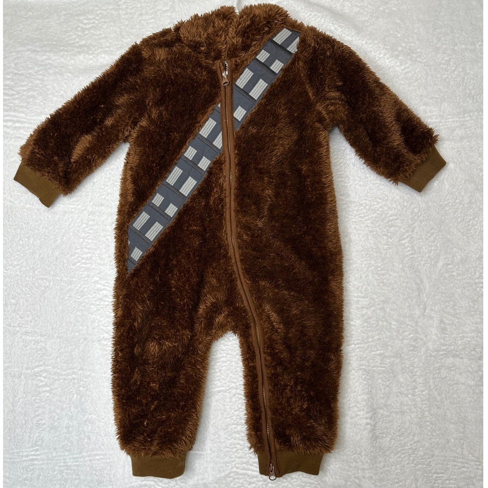 Baby Gap Star Wars Chewbacca Coverall Baby 12-18M Brown Fuzzy Fleece Zip Up